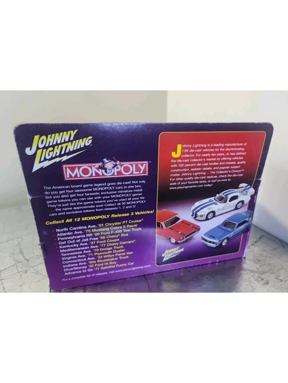 VTG 2002 Monopoly Johnny Lightning 4 Car Box Set W/ Tokens 1:64 Hasbro